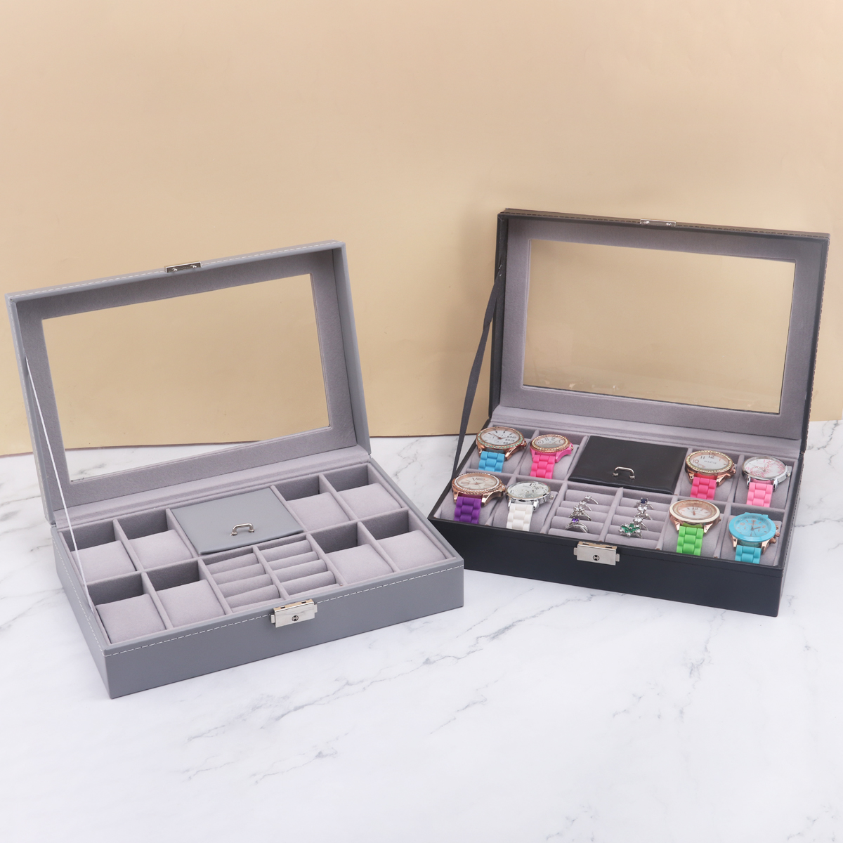 Jewelry Box That Holds Watches - 8-grid light luxury watch and jewelry
