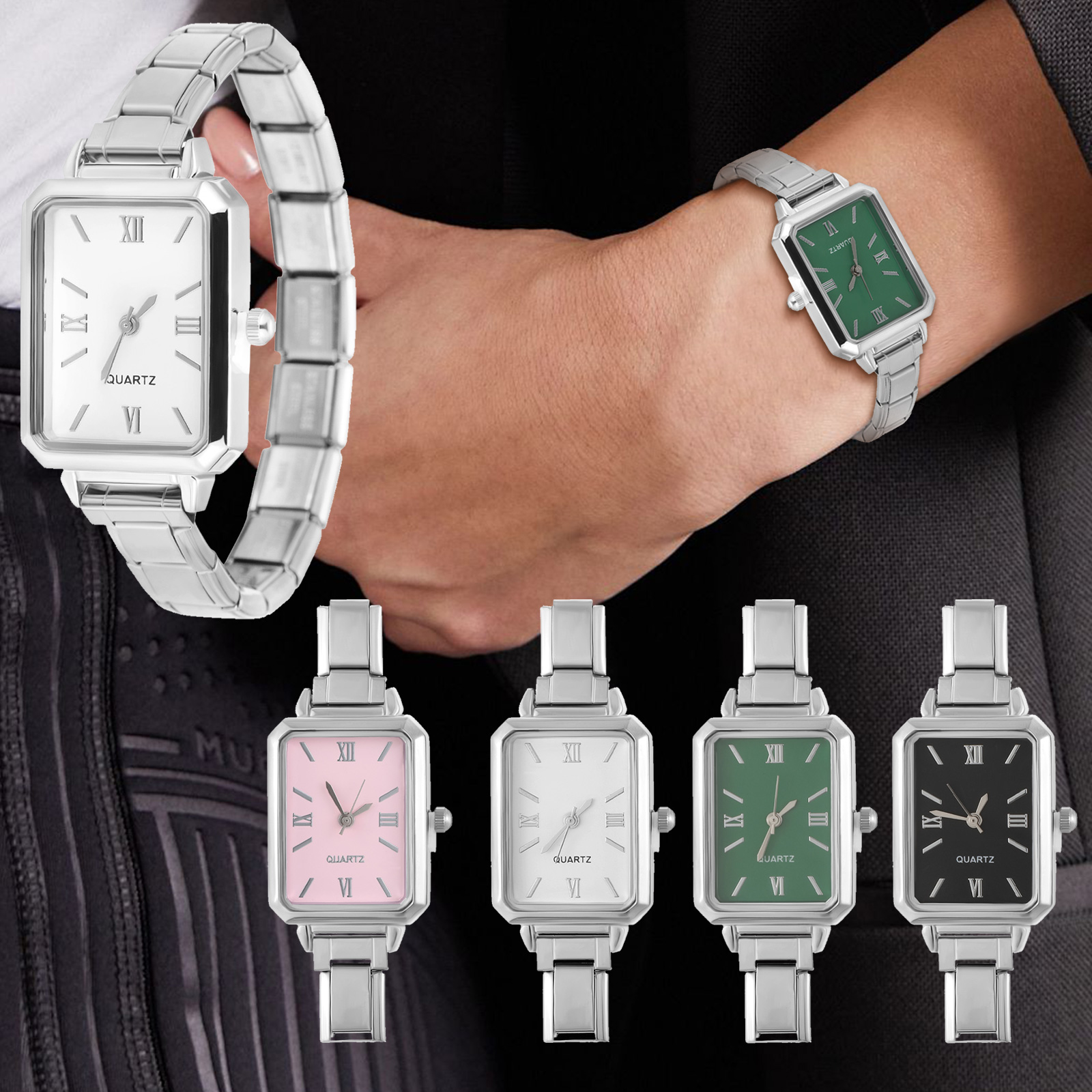 Mystery Jewelry Jar Watches - New Stainless Steel Square Round Simple