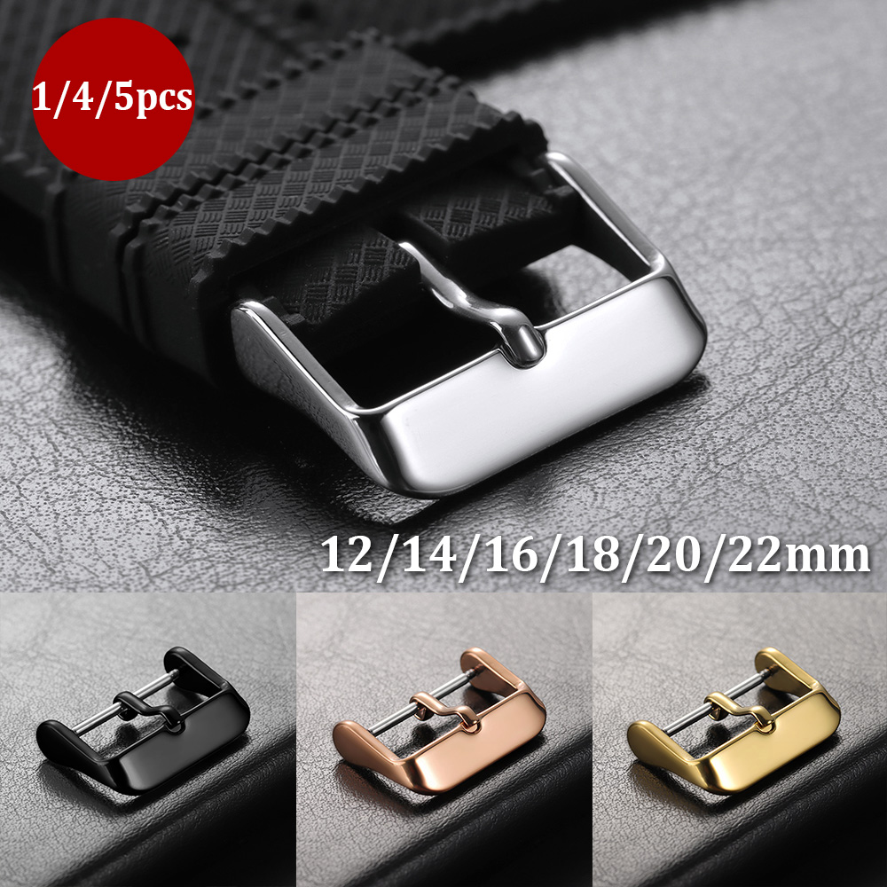 Watch Strap Replacement - 1/4/5pcs Polished Watchbands Buckle Stainless Steel