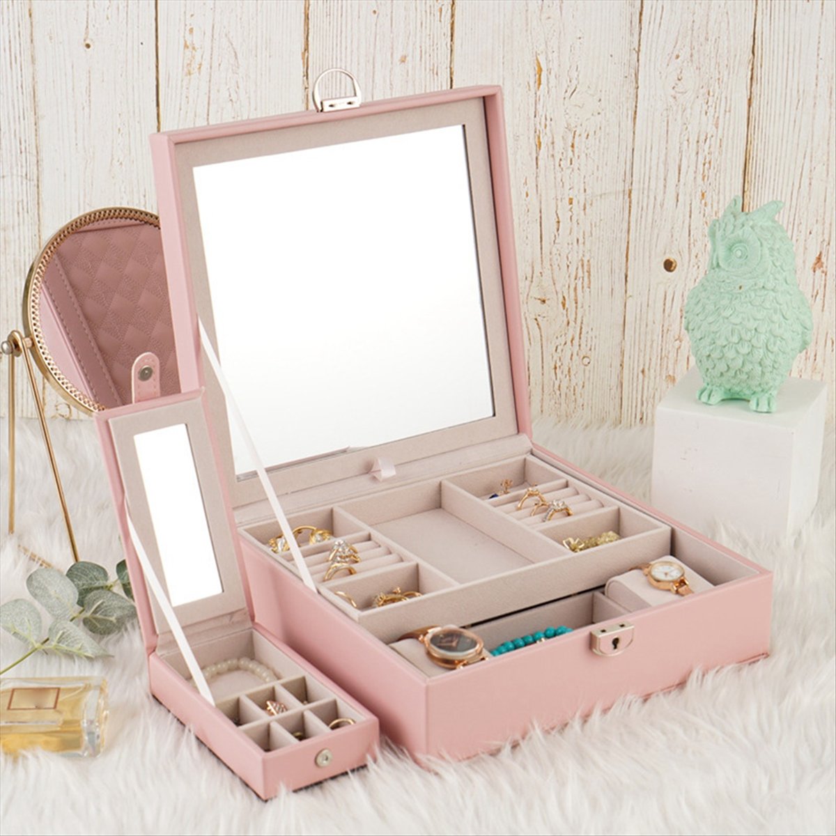 Jewelry & Watches Review - ABQR Girly Pink Jewelry Box Jewelry