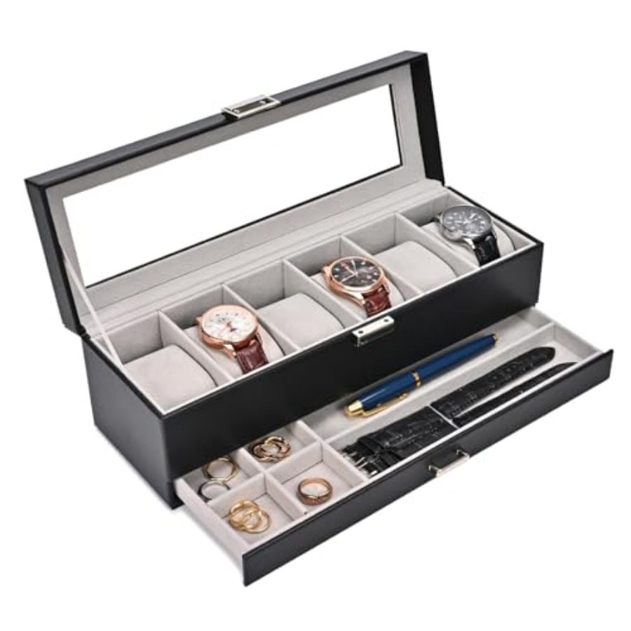 Jewelry Box That Holds Watches - Watch Box, 6 Slot Watches Display