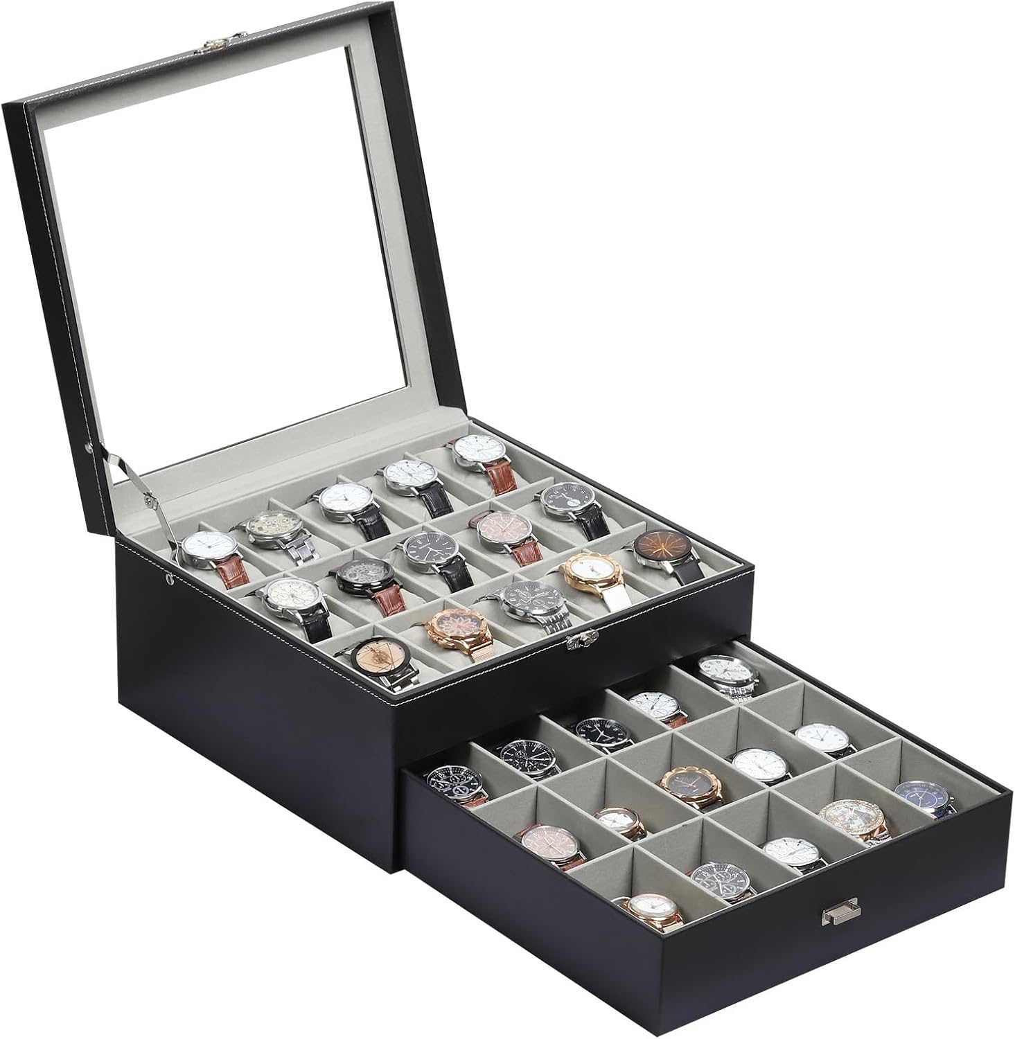 Jewelry Box That Holds Watches - Watch Box Organizer with Glass Top