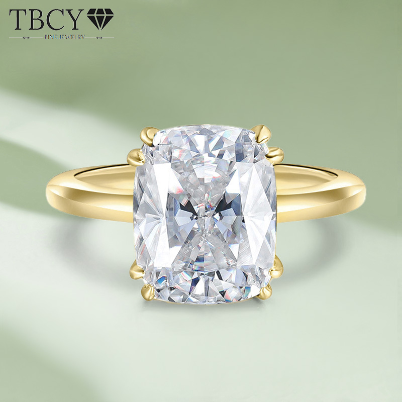 Moissanite Ring - TBCYD 4CT 8*10MM D Color Cushion