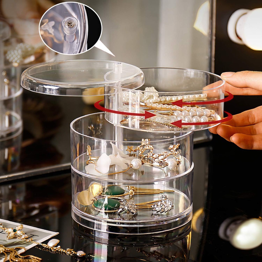Jewelry & Watches Review - 360 Rotating Jewelry Organizer Clear Plastic