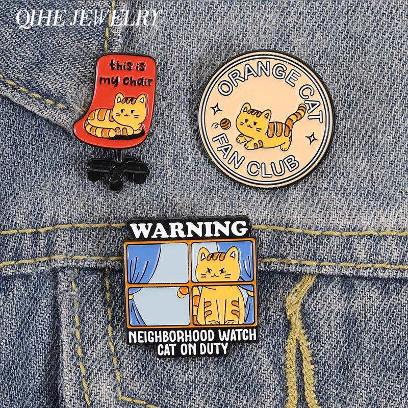 Jewelry Watches For Kids - Orange Cat Fan Club Enamel Pins