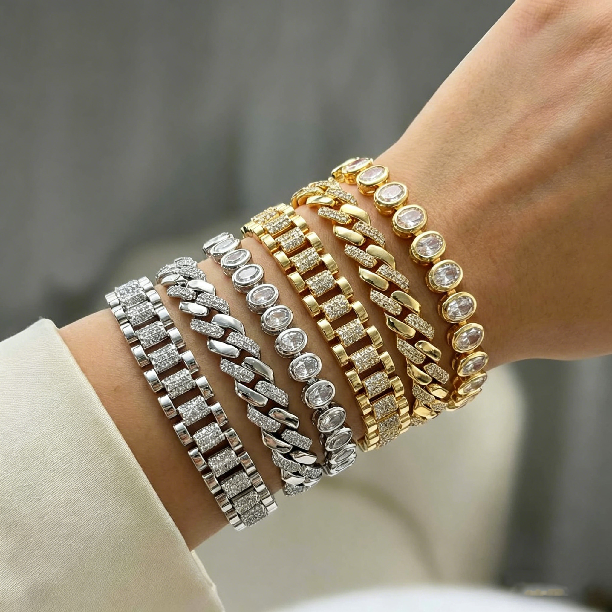 Mystery Jewelry Jar Watches - Gold Plated Cubic Zircon Watch Strap