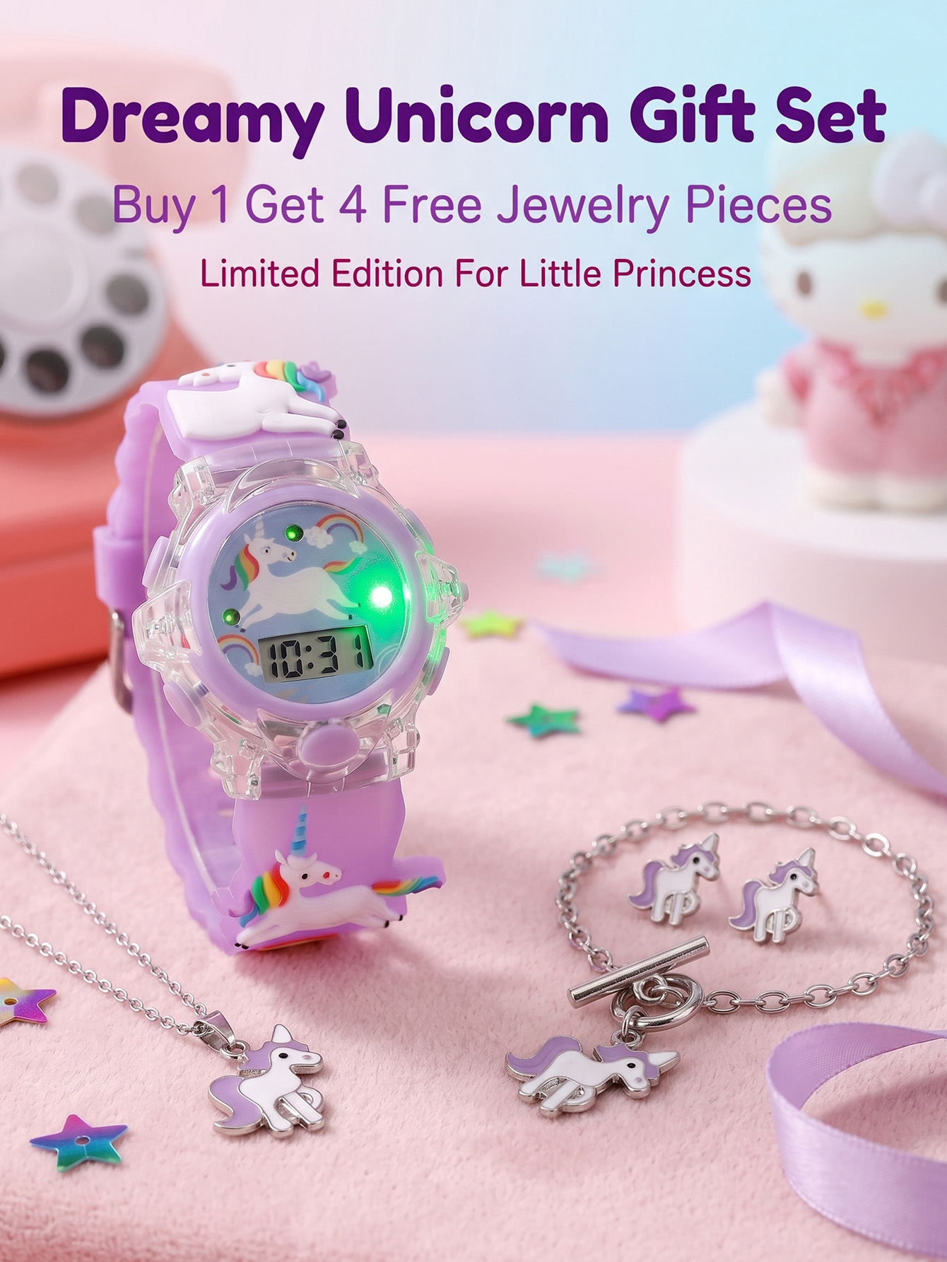 Jewelry Watches For Kids - 1Set Kids Light Up Unicorn Watch