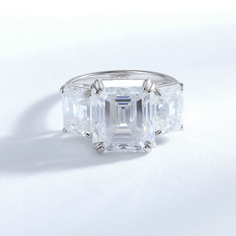 Smyoue 12cttw Emerald Cut Full - Moissanite Ring 评论和价格