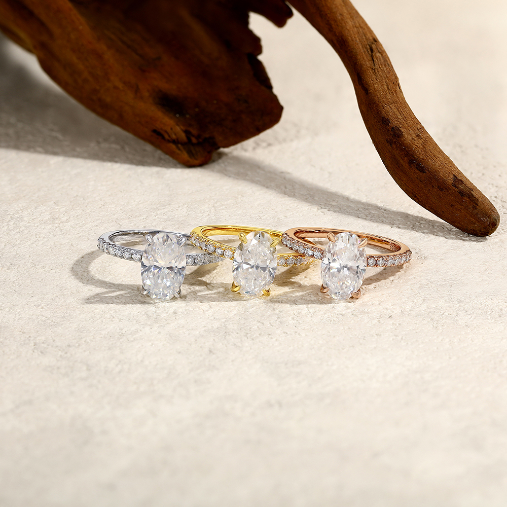 ATTAGEMS Oval Cut 3.0CT Moissa - Moissanite Ring 评论和价格