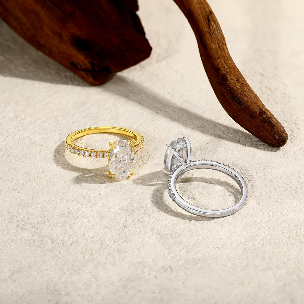ATTAGEMS Oval Cut 3.0CT Moissa - Moissanite Ring 评论和价格