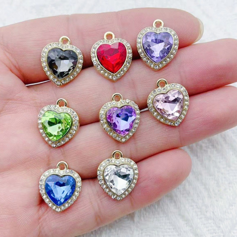 10pcs heart-shaped inlaid colo - Jewelry & Watches Review 评论和价格