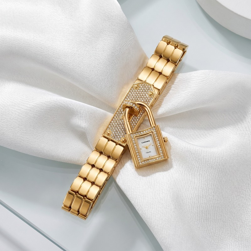Gold Lock-Shaped Women's Watch - Jewelry Diamond Watches 评论和价格