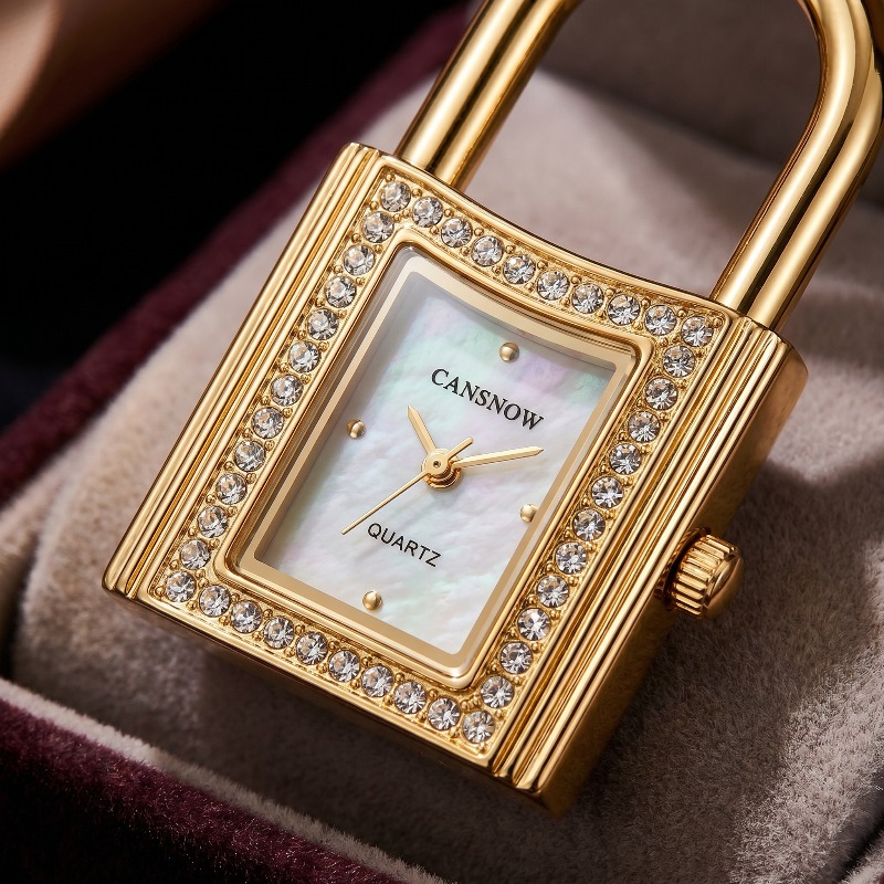 Gold Lock-Shaped Women's Watch - Jewelry Diamond Watches 评论和价格