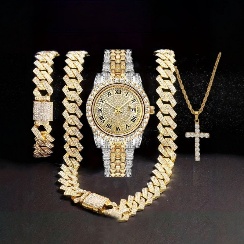 4-in-1 Hip Hop Jewelry Set for - Mystery Jewelry Jar Watches 评论和价格