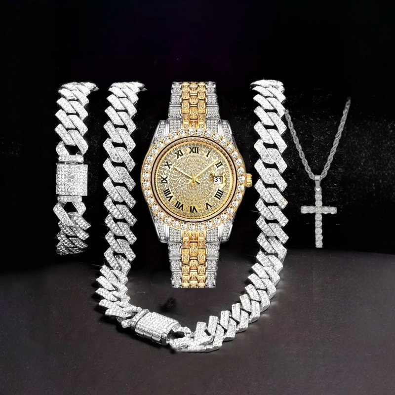 4-in-1 Hip Hop Jewelry Set for - Mystery Jewelry Jar Watches 评论和价格