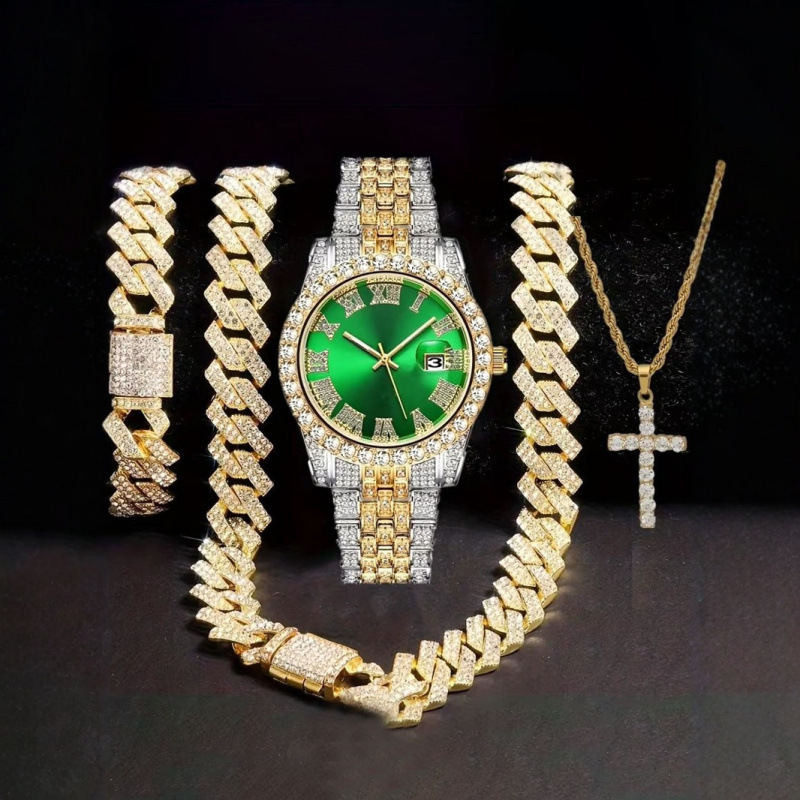 4-in-1 Hip Hop Jewelry Set for - Mystery Jewelry Jar Watches 评论和价格