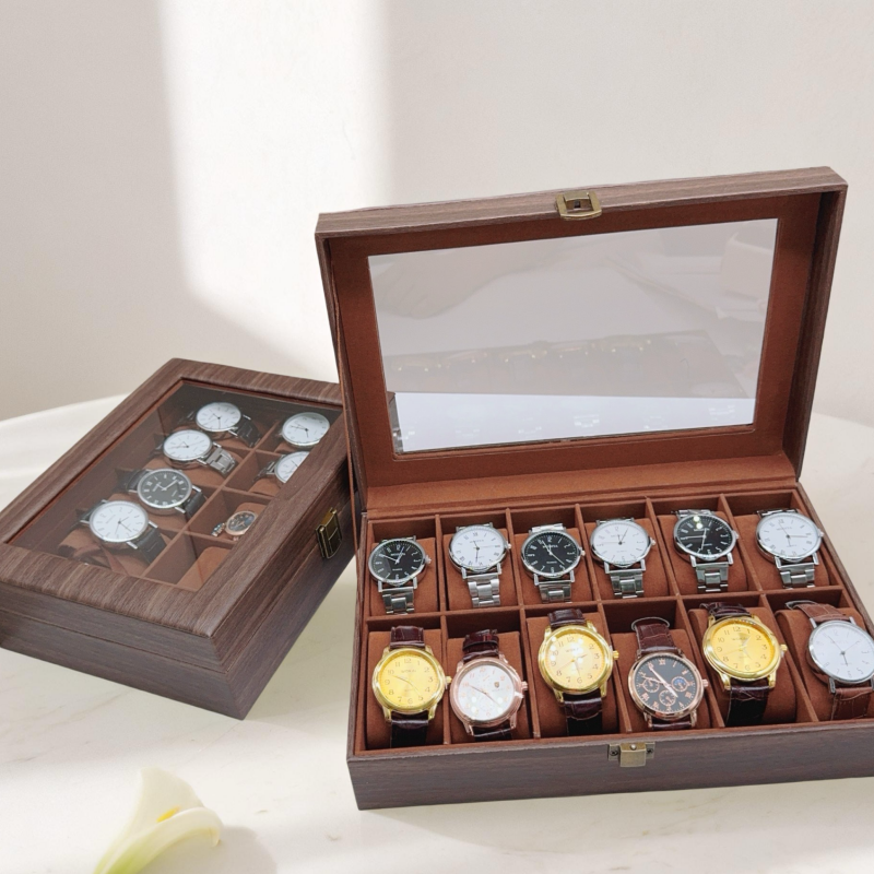 Wood Watch Box 6/10/12 Grids W - Jewelry Box That Holds Watches 评论和价格