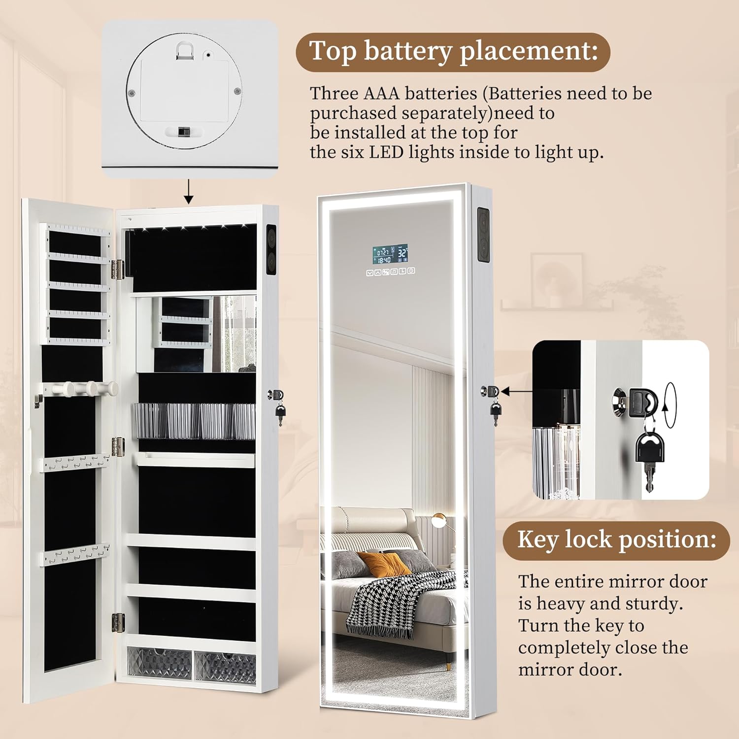 LED Mirror Jewelry Cabinet wit - Jewelry & Watches Sp Zo O 评论和价格