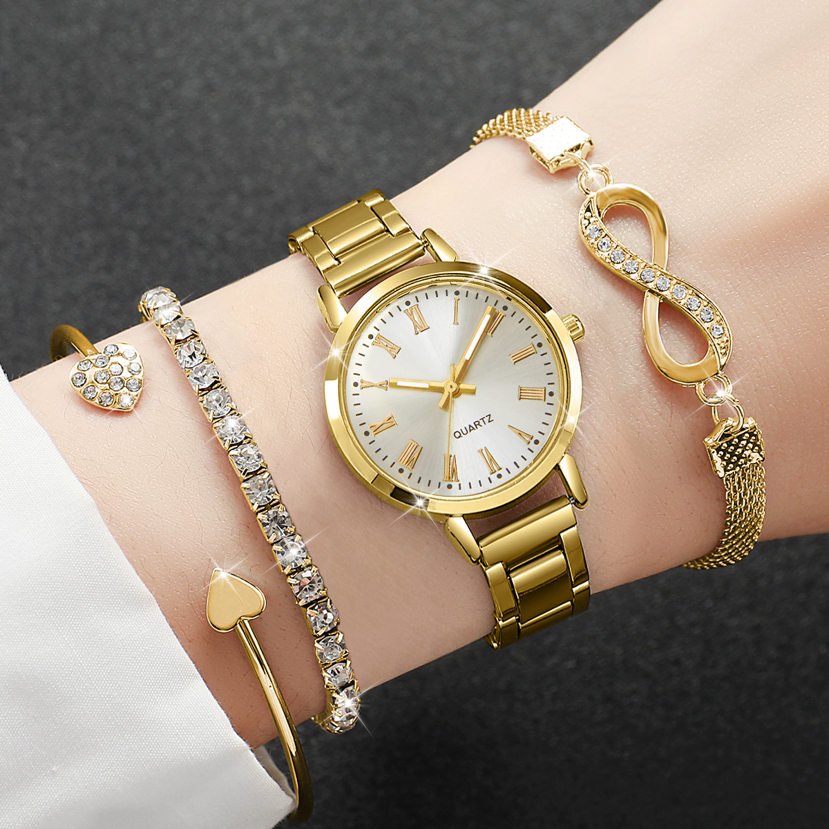 4PCS Fashion Women Watches Dia - Jewelry Diamond Watches 评论和价格