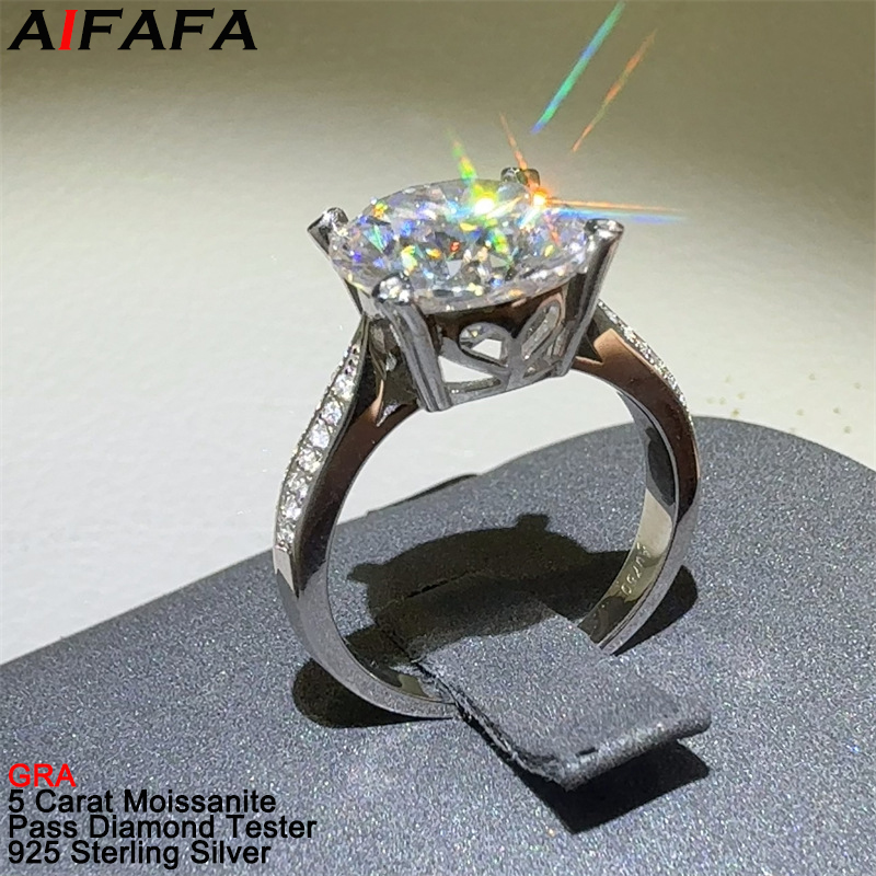 New 5 Carat D Color VVS1 Moiss - Moissanite Ring 评论和价格