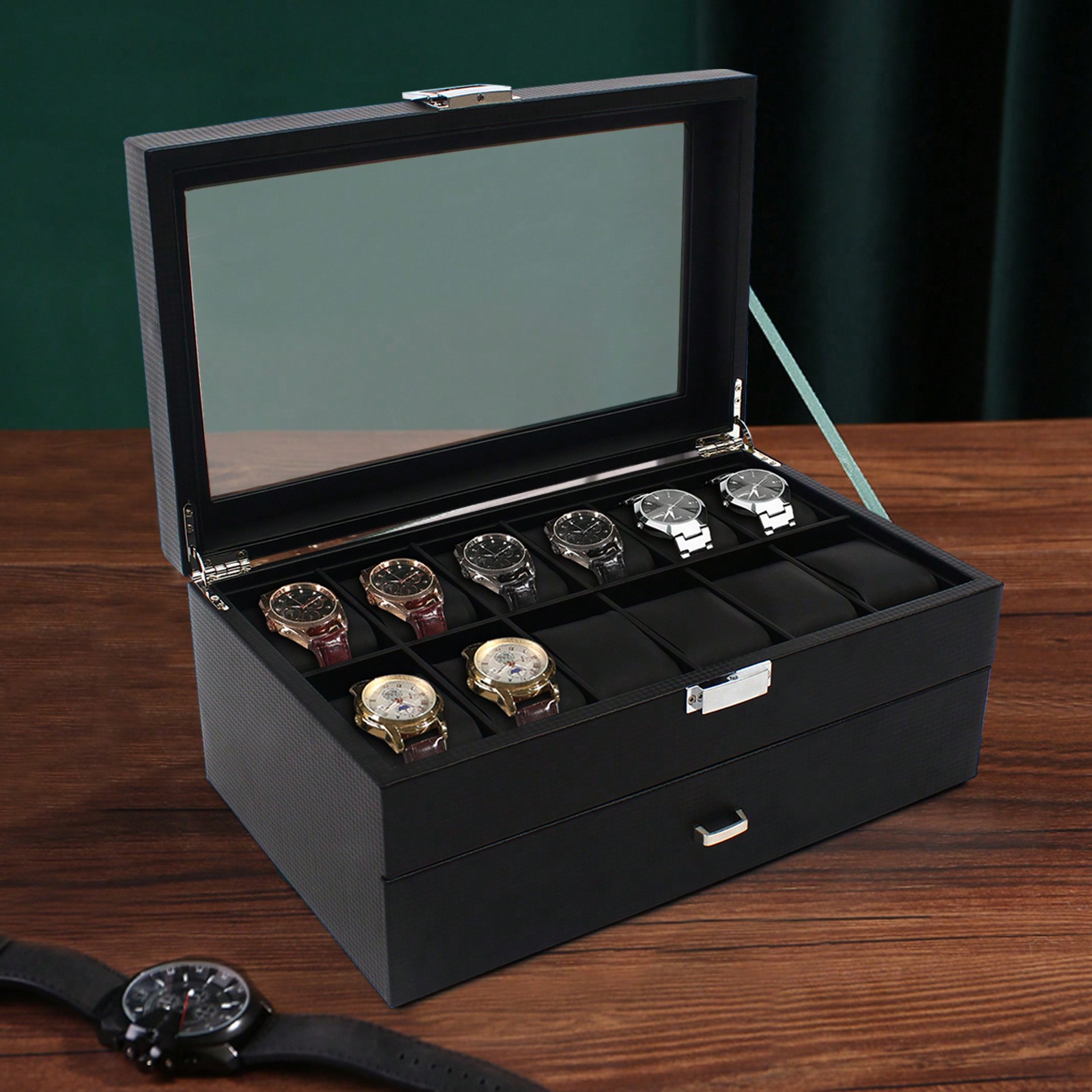 24 Slot Men Watch Display Case - Jewelry Watches Men 评论和价格