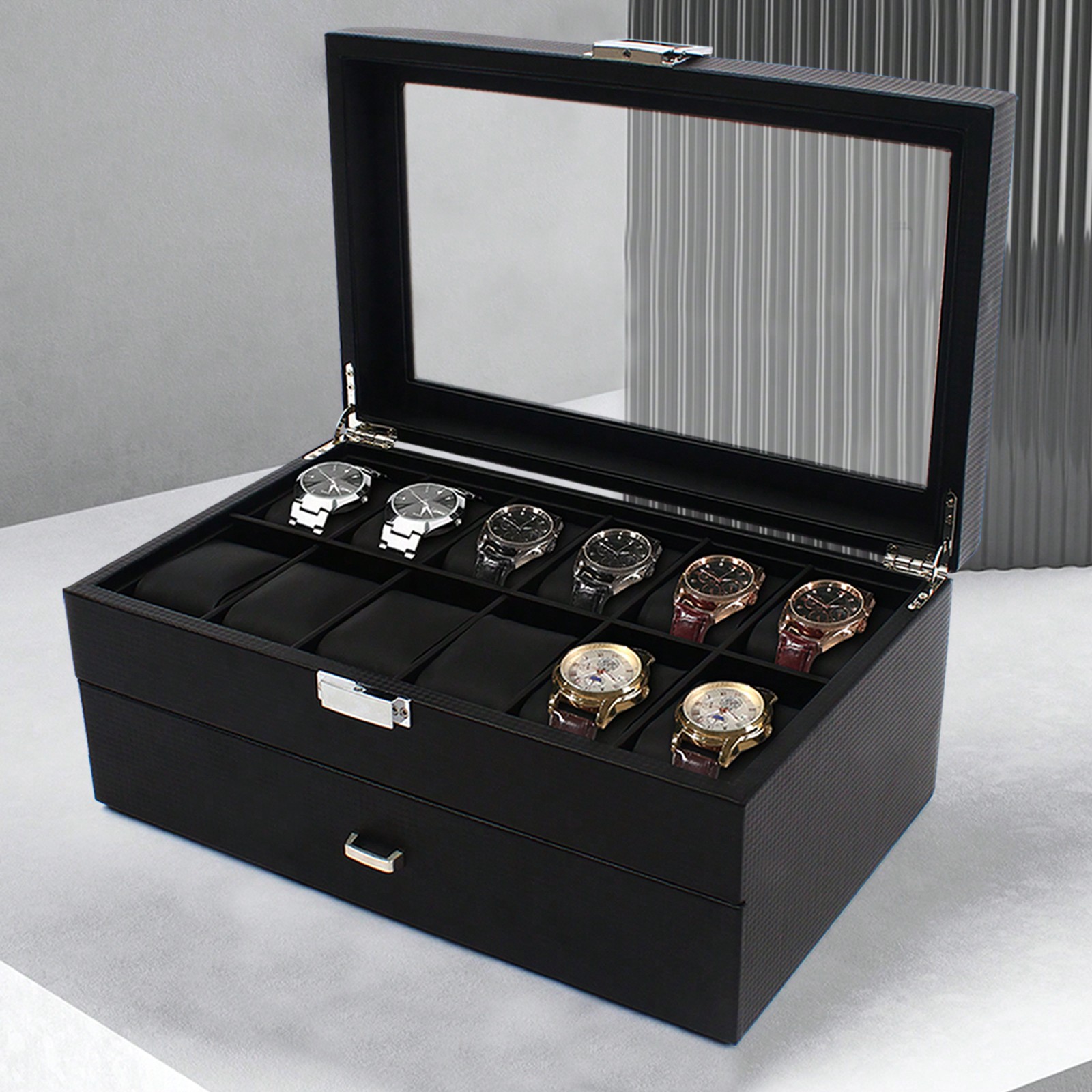 24 Slot Men Watch Display Case - Jewelry Watches Men 评论和价格