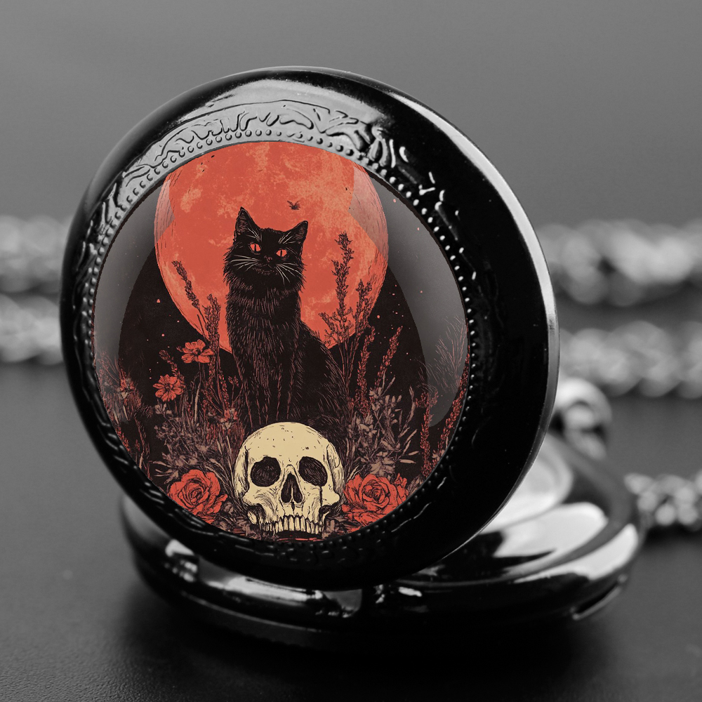 Black Cat Gazing Glass Dome Qu - Jewelry Watches For Kids 评论和价格