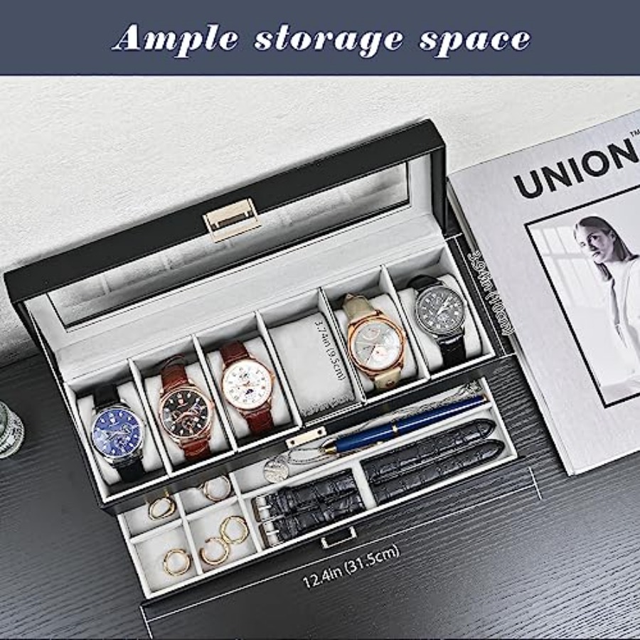 Watch Box, 6 Slot Watches Disp - Jewelry Box That Holds Watches 评论和价格