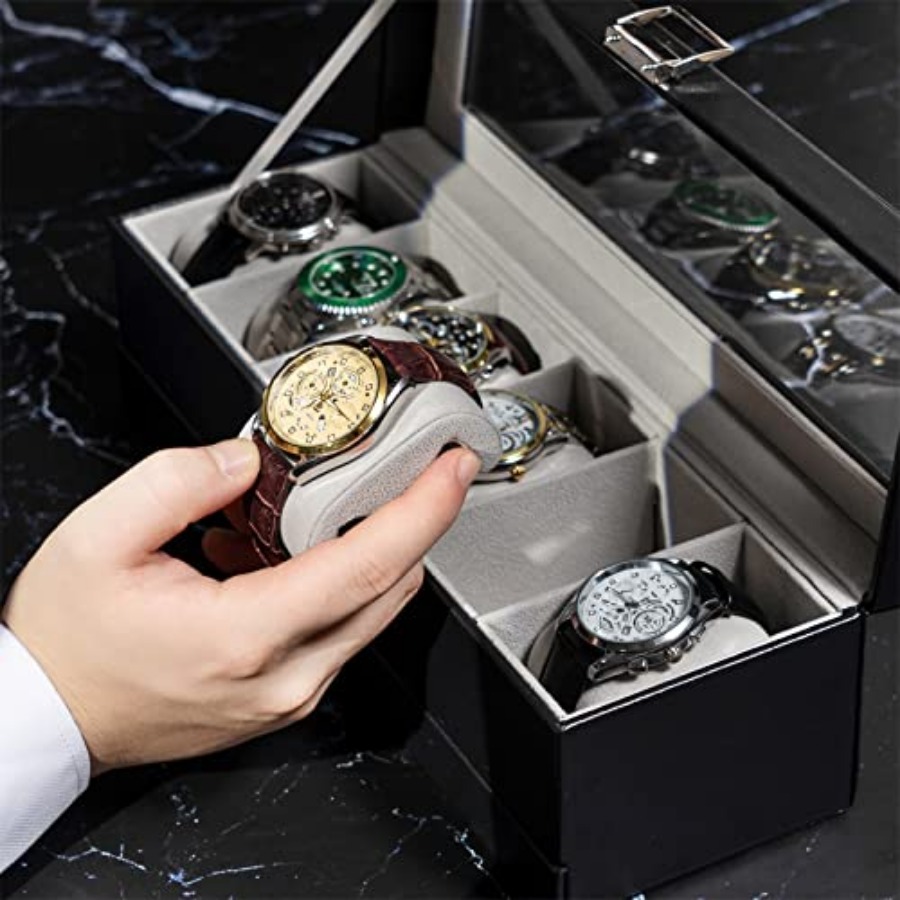 Watch Box, 6 Slot Watches Disp - Jewelry Box That Holds Watches 评论和价格