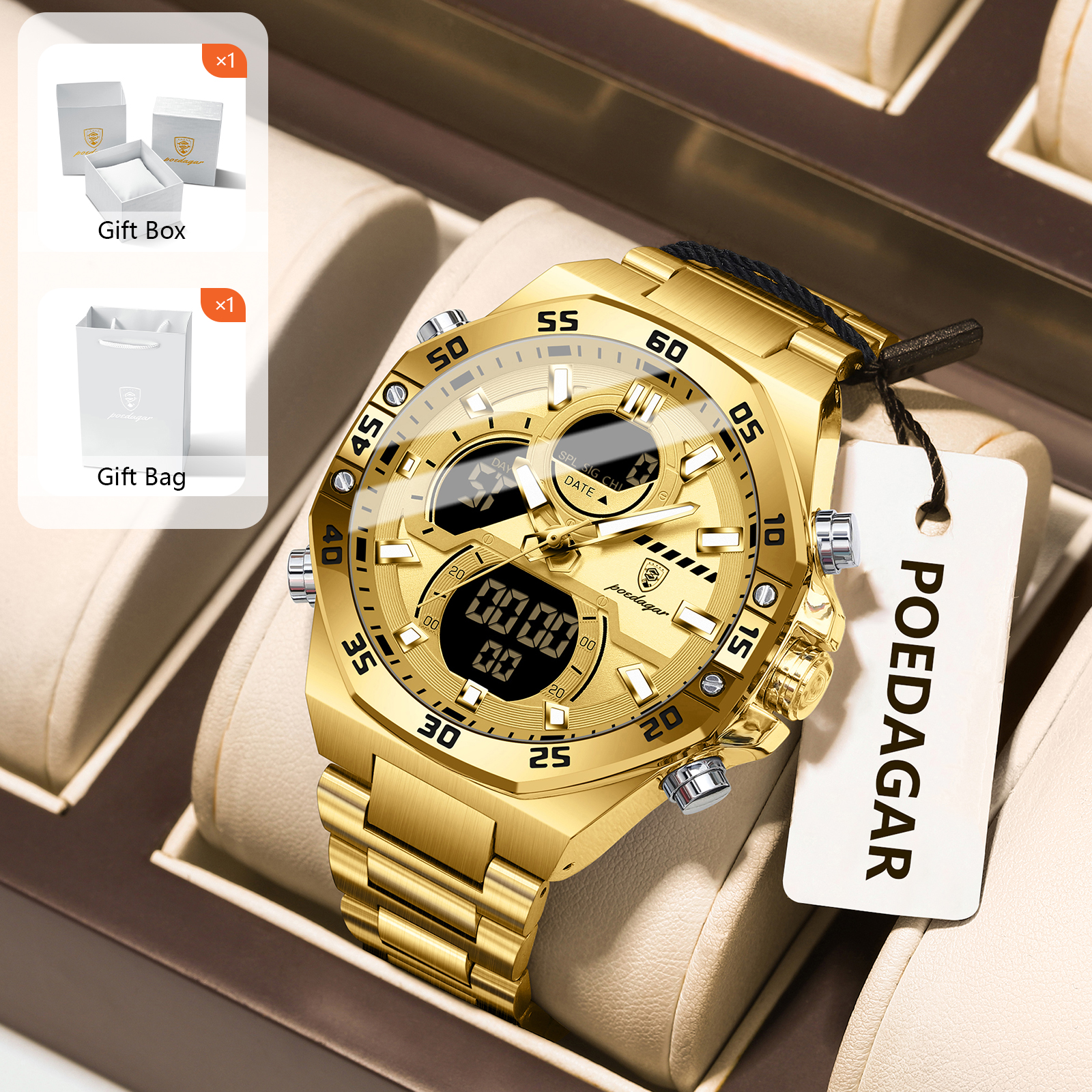 POEDAGAR Sport Men Watch LED W - Jewelry Watch 评论和价格