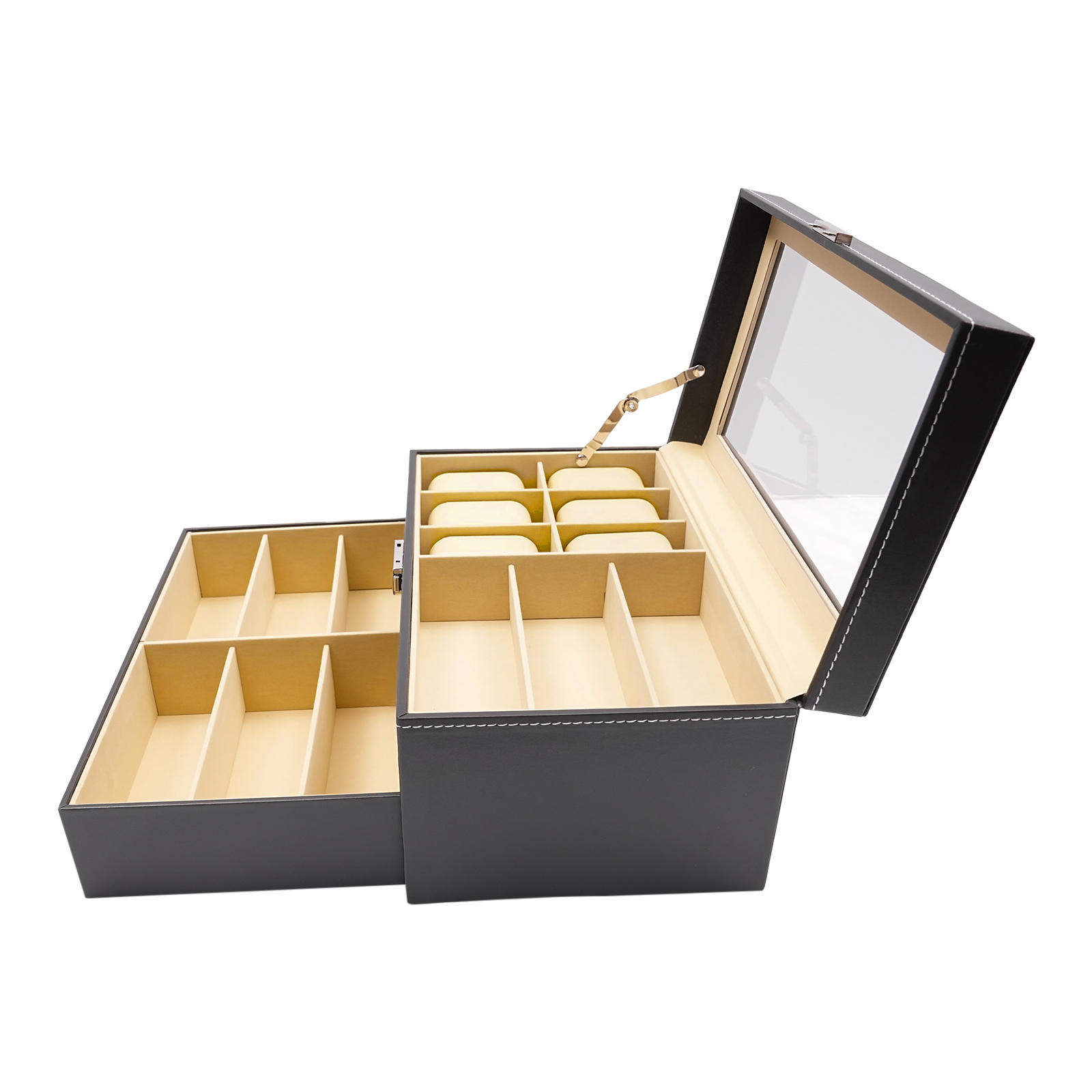 Black 2-Tier Watch Jewelry Dis - Jewelry Box That Holds Watches 评论和价格