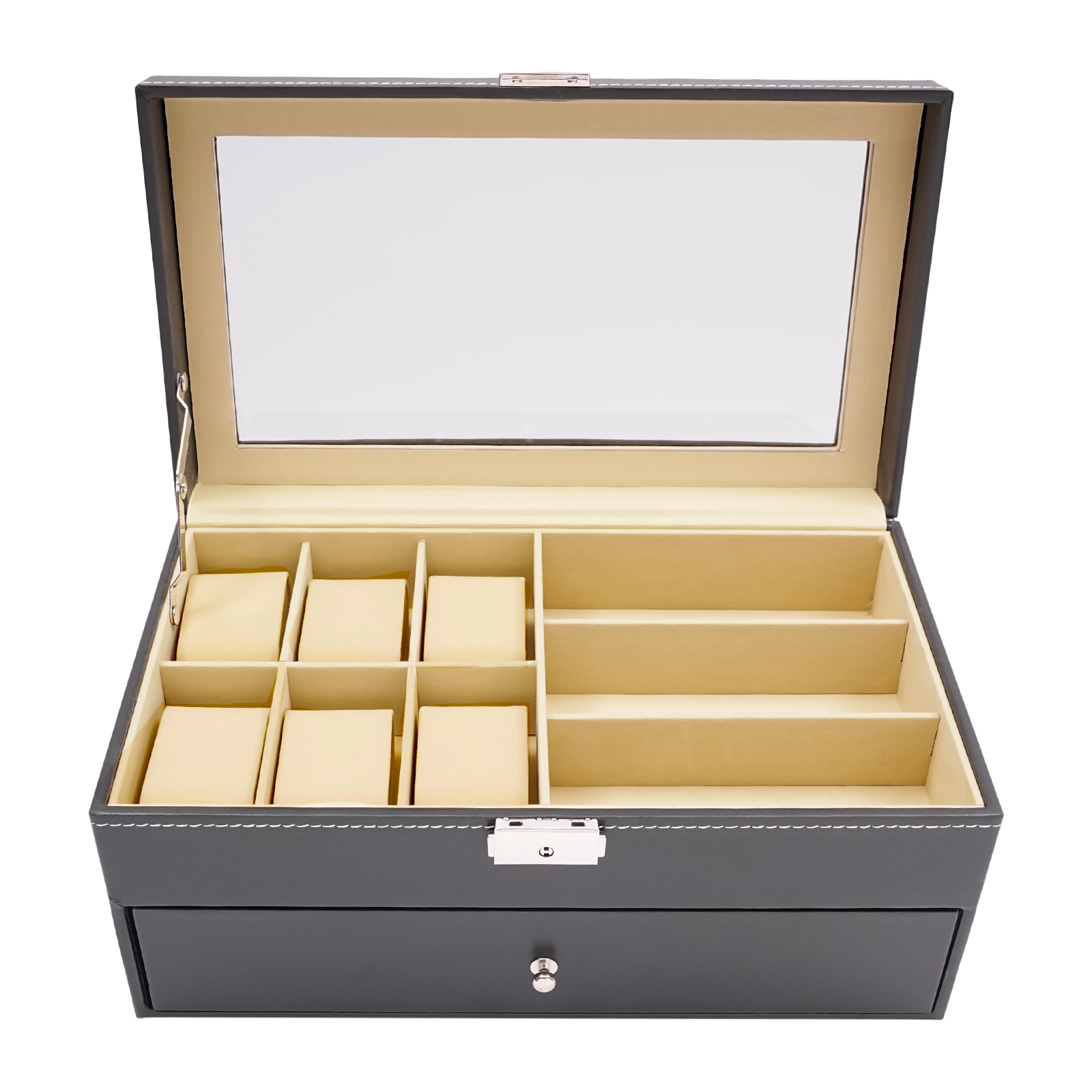 Black 2-Tier Watch Jewelry Dis - Jewelry Box That Holds Watches 评论和价格