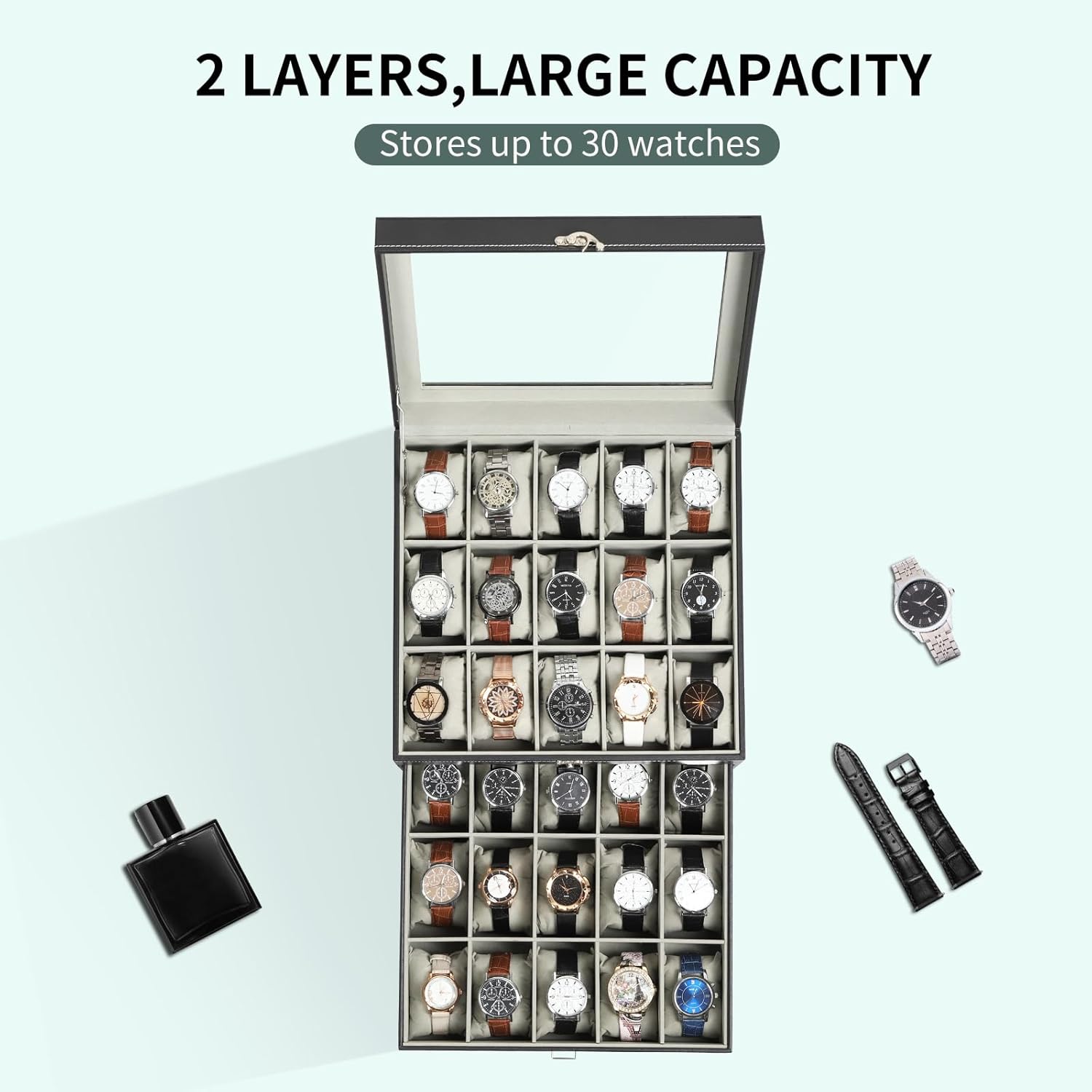 Watch Box Organizer with Glass - Jewelry Box That Holds Watches 评论和价格