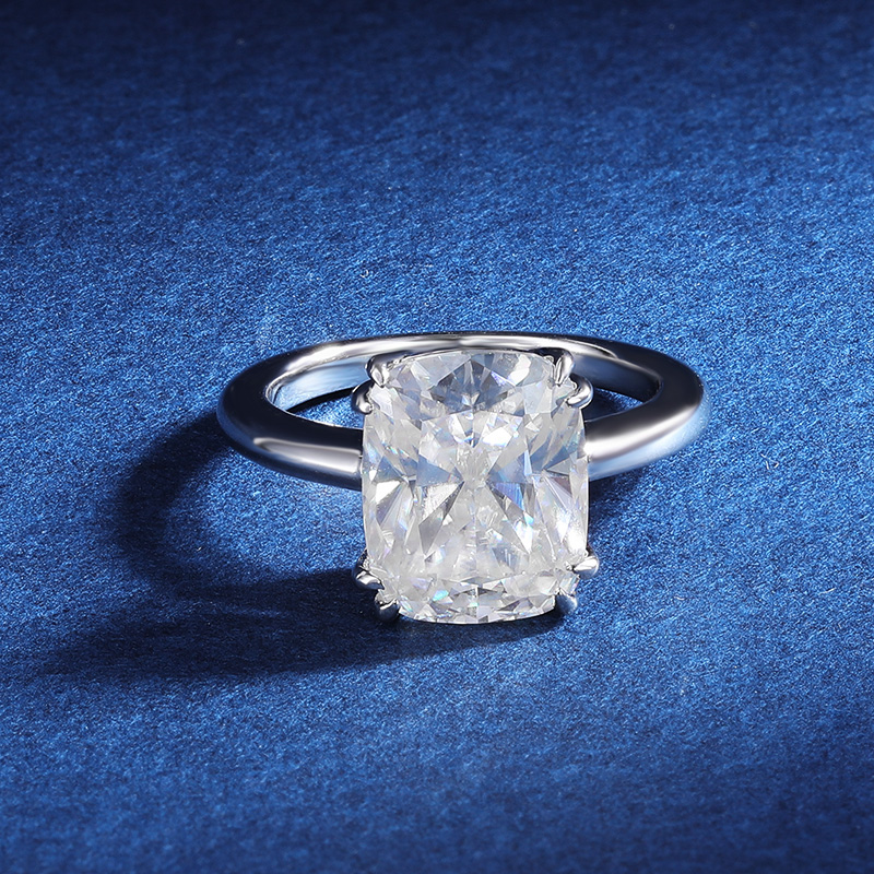 TBCYD 4CT 8*10MM D Color Cushi - Moissanite Ring 评论和价格