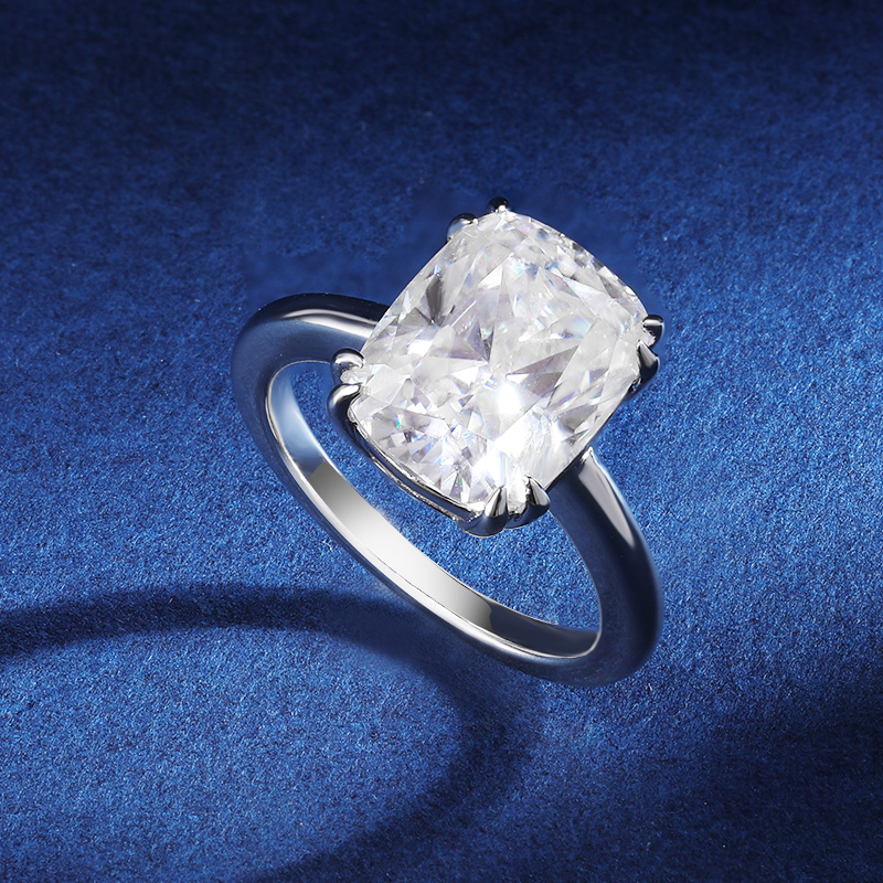 TBCYD 4CT 8*10MM D Color Cushi - Moissanite Ring 评论和价格