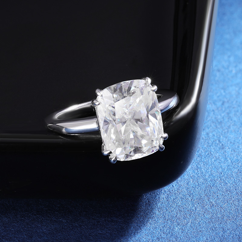 TBCYD 4CT 8*10MM D Color Cushi - Moissanite Ring 评论和价格
