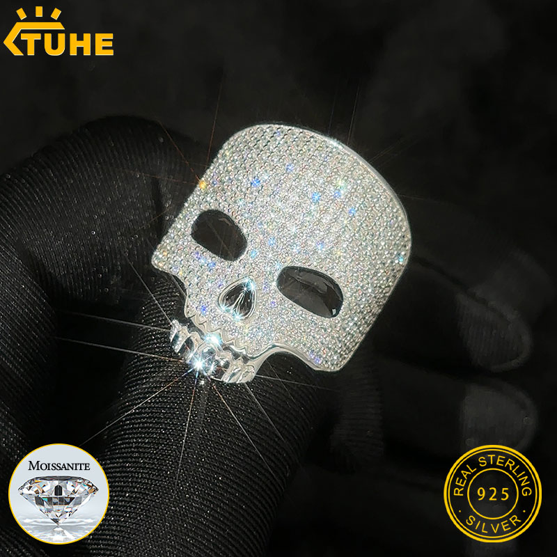 TUHE Unisex 925 Silver Skeleto - Moissanite Ring 评论和价格