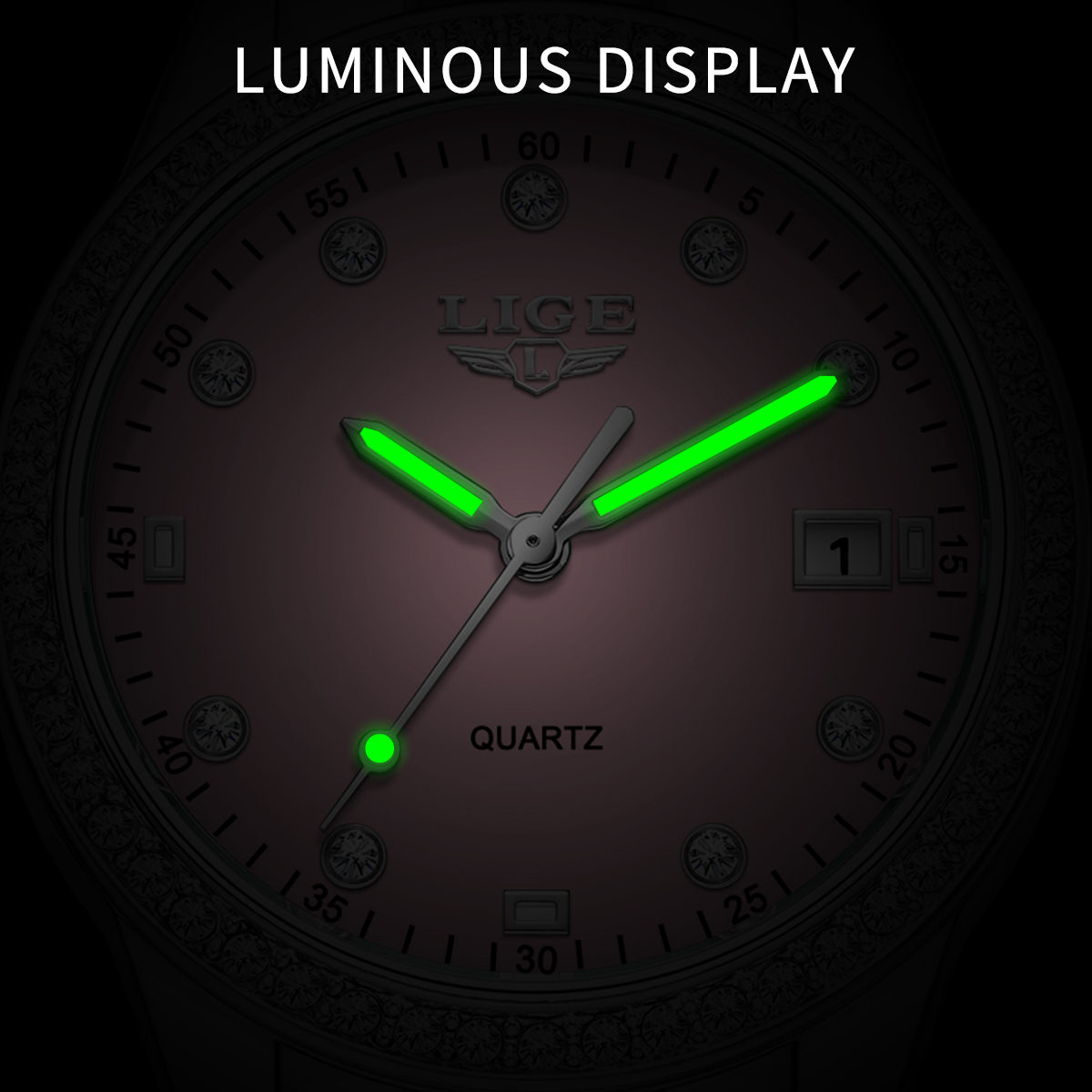LIGE Creative Pink Dial Diamon - Jewelry Diamond Watches 评论和价格