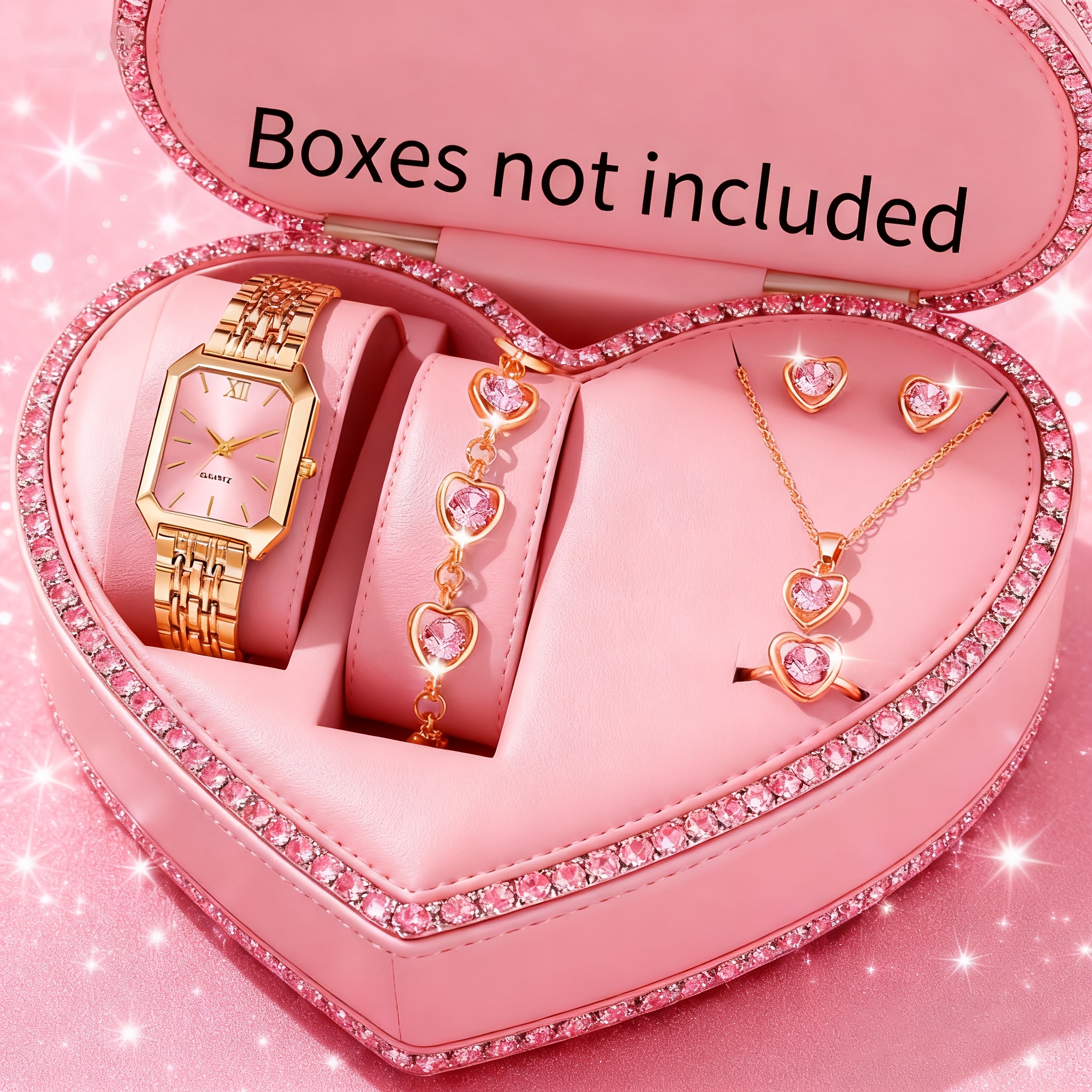 6PCS Elegant Rectangle Women Q - Mystery Jewelry Jar Watches 评论和价格