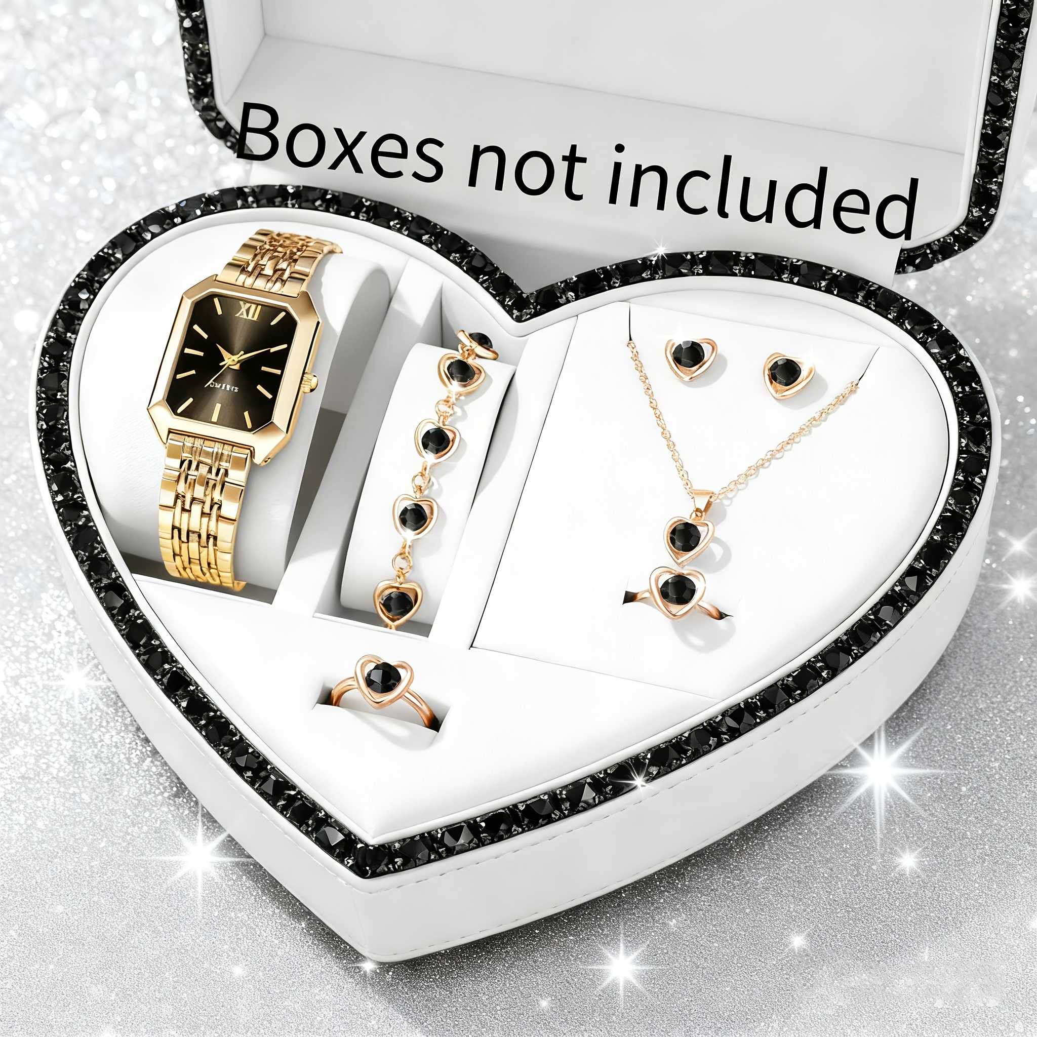 6PCS Elegant Rectangle Women Q - Mystery Jewelry Jar Watches 评论和价格