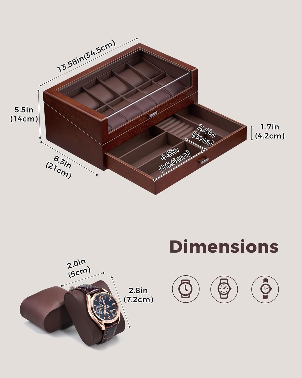 Wooden Watch Box for Men, 2-La - Jewelry Box That Holds Watches 评论和价格