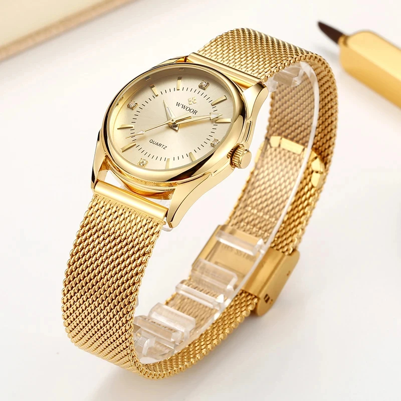 WWOOR Luxury Brand Dress Gold  - Jewelry Diamond Watches 评论和价格