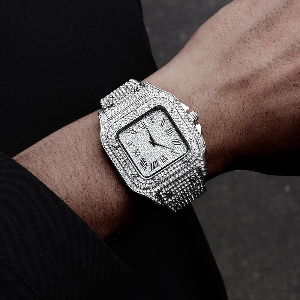 New Punk Men Watch Iced Out Di - Jewelry Watches Men 评论和价格