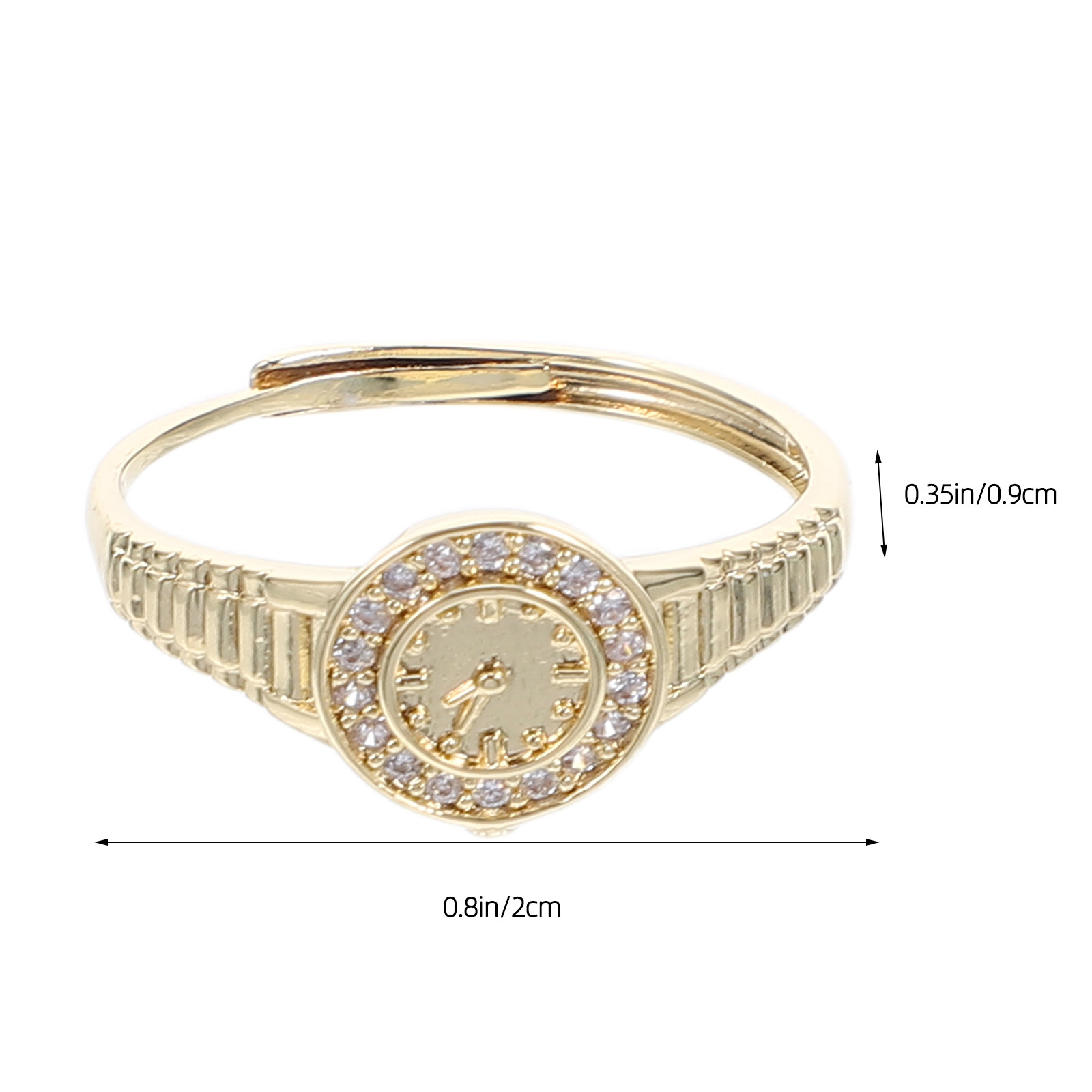 Vintage Clock Ring Gold Adjust - Vintage Jewelry Watches Women 评论和价格
