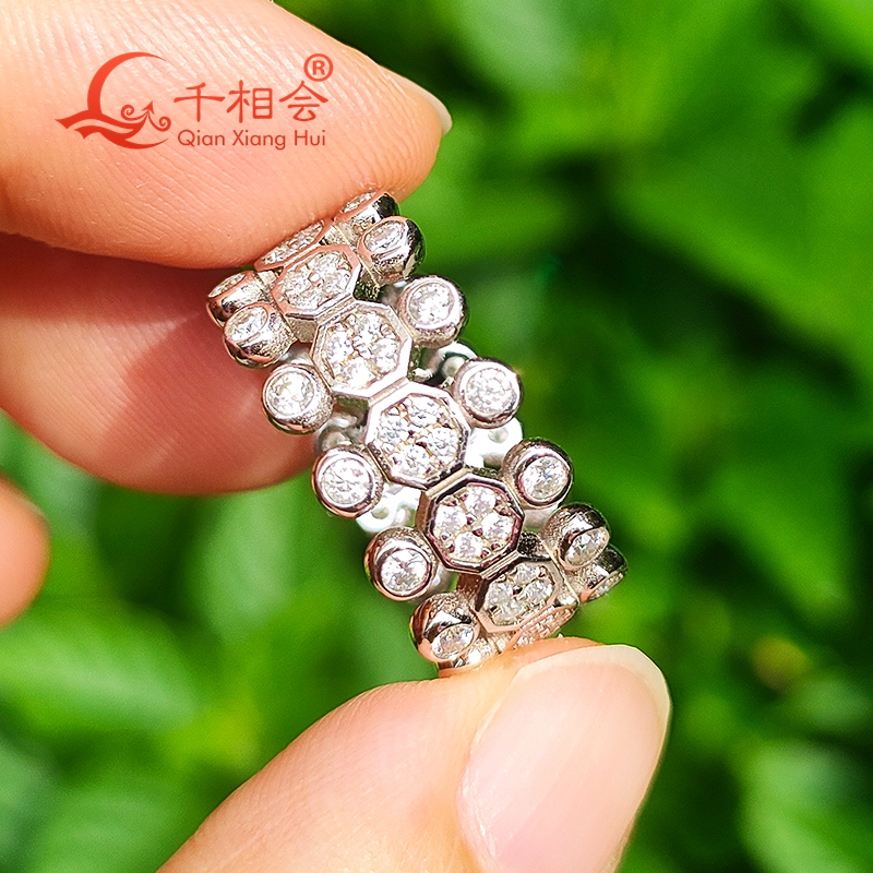 9.5mm 925 silver melee Round h - Moissanite Ring 评论和价格