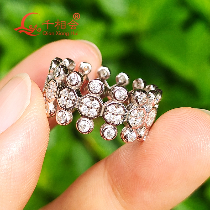 9.5mm 925 silver melee Round h - Moissanite Ring 评论和价格