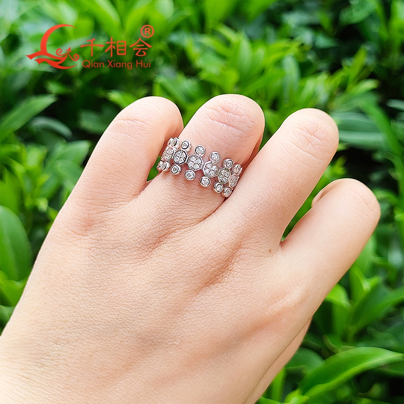 9.5mm 925 silver melee Round h - Moissanite Ring 评论和价格