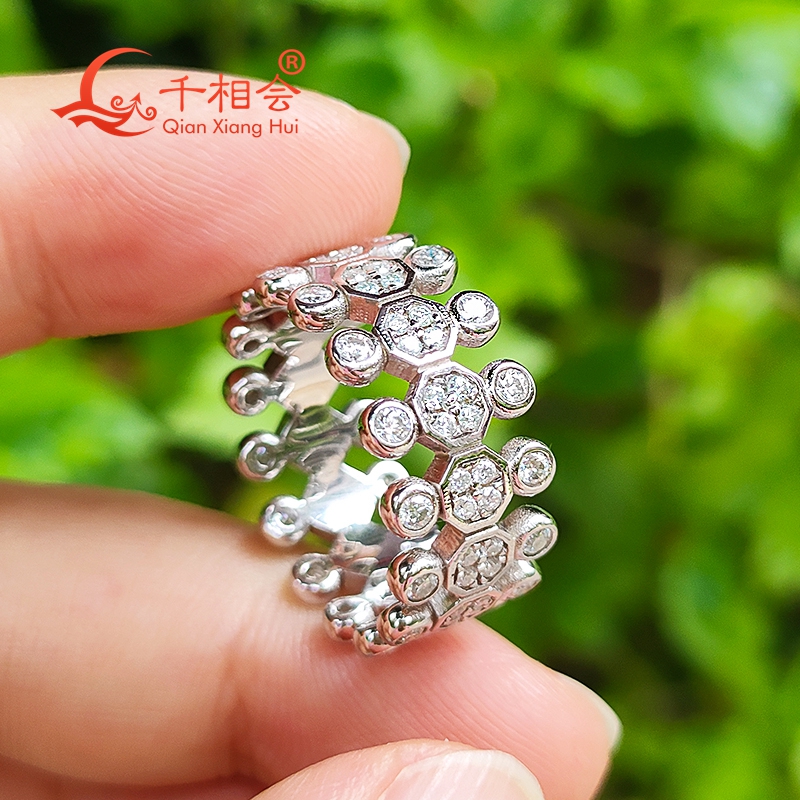 9.5mm 925 silver melee Round h - Moissanite Ring 评论和价格